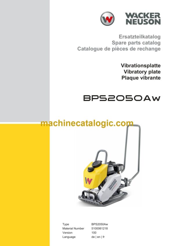 Wacker Neuson BPS2050Aw Vibratory Plate Parts Manual