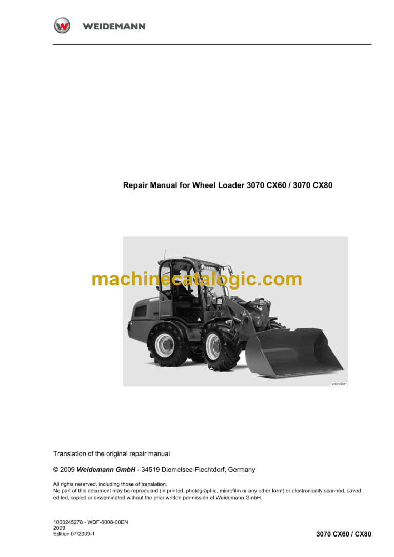Wacker Neuson 3070 CX60, 3070 CX80 Wheel Loader Repair Manual