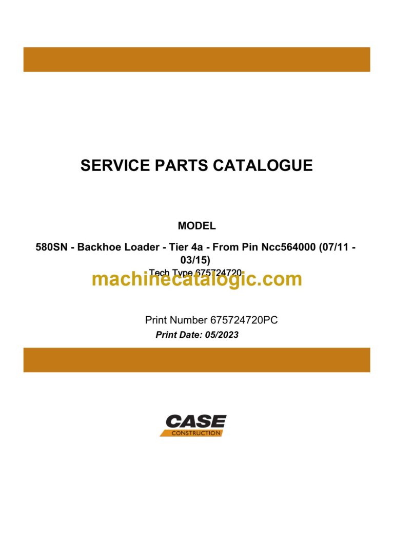 Case 580SN Tier 4A Backhoe Loader Service Parts Catalogue