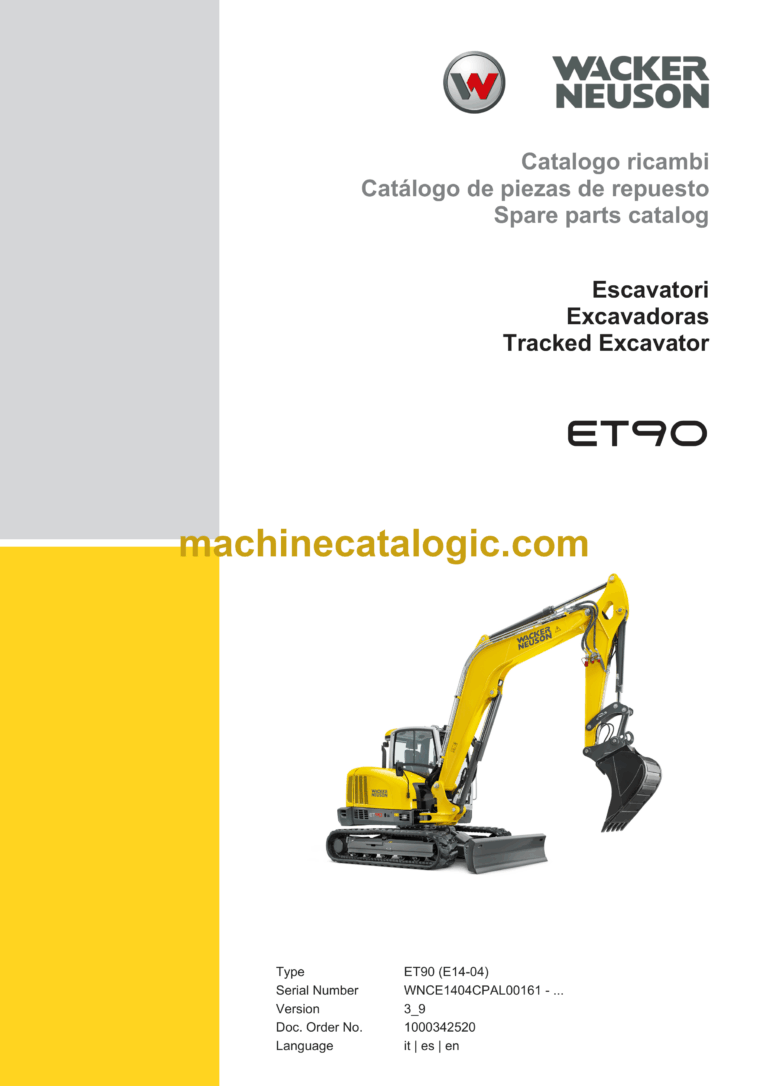 Wacker Neuson ET90 Tracked Excavator Parts Manual