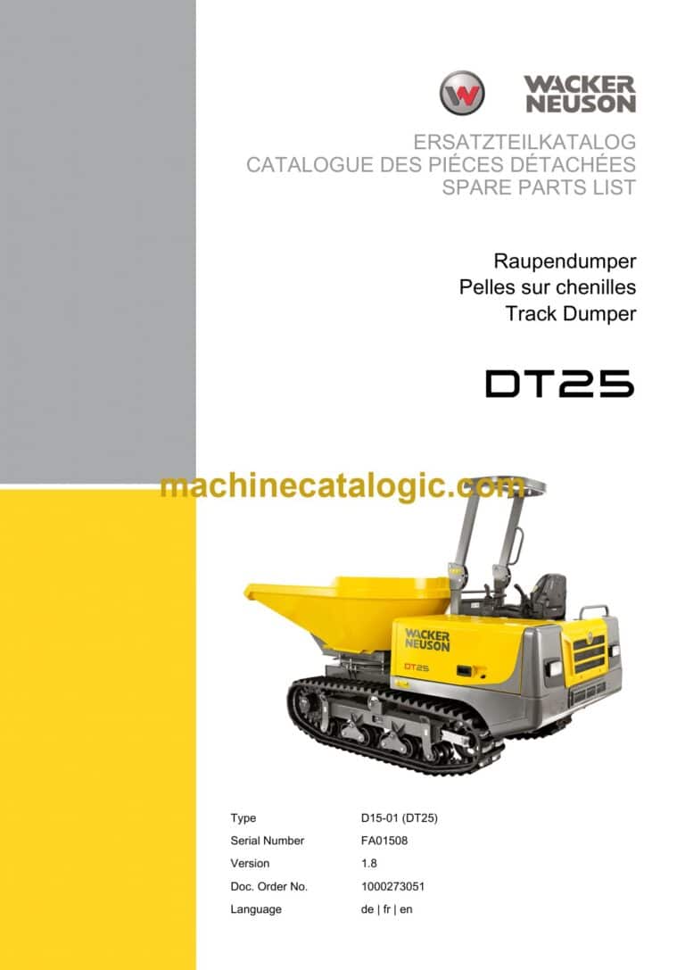 Wacker Neuson DT25 Track Dumper Parts Manual