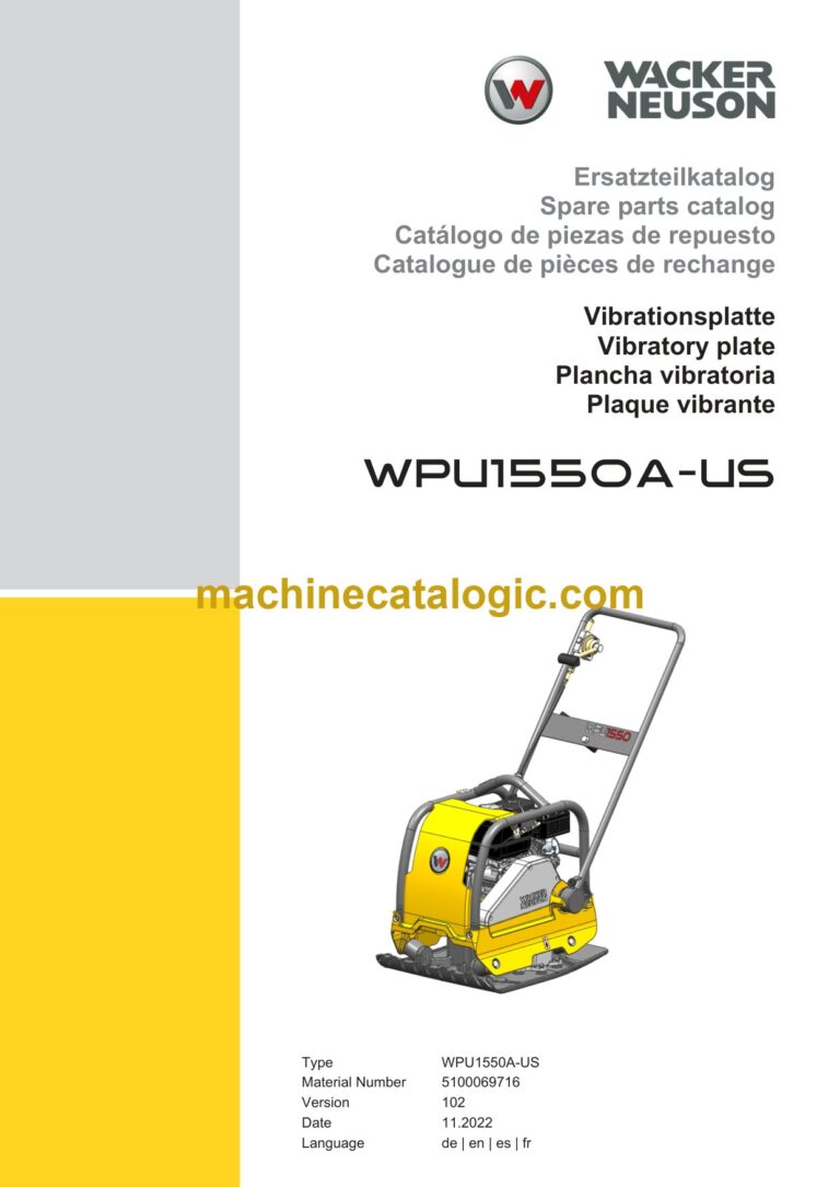 Wacker Neuson WPU1550A-US Vibratory Plates Parts Manual