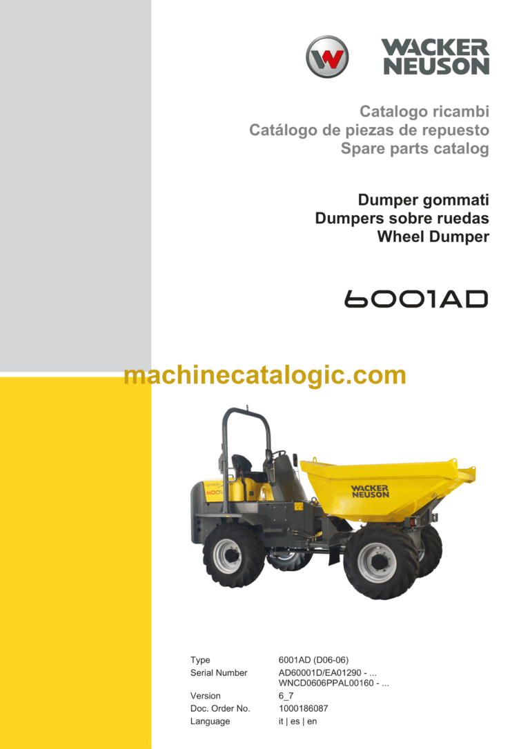Wacker Neuson 6001AD Wheel Dumper Parts Manual