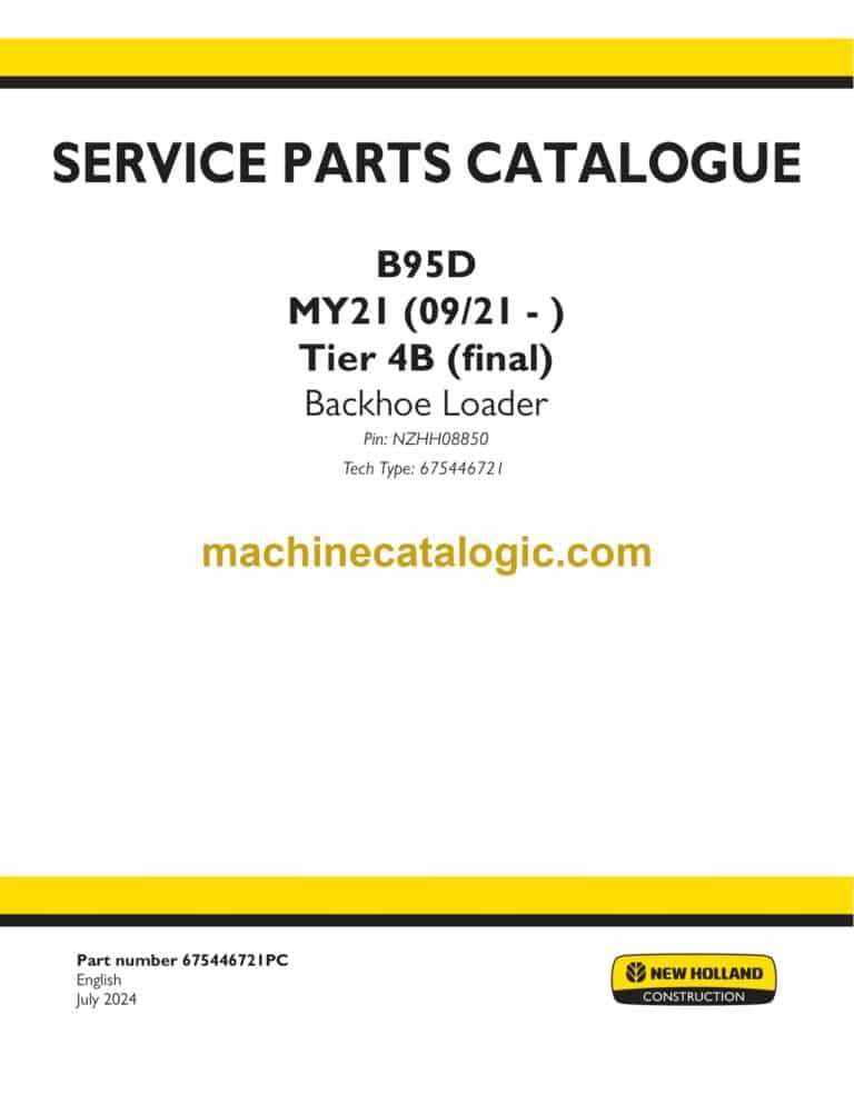 New Holland B95D MY21 Tier 4B Final Backhoe Loader Service Parts Catalogue