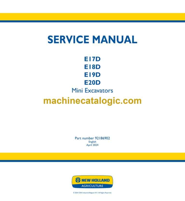 New Holland E17D, E18D, E19D, E20D Mini Excavators Service Manual