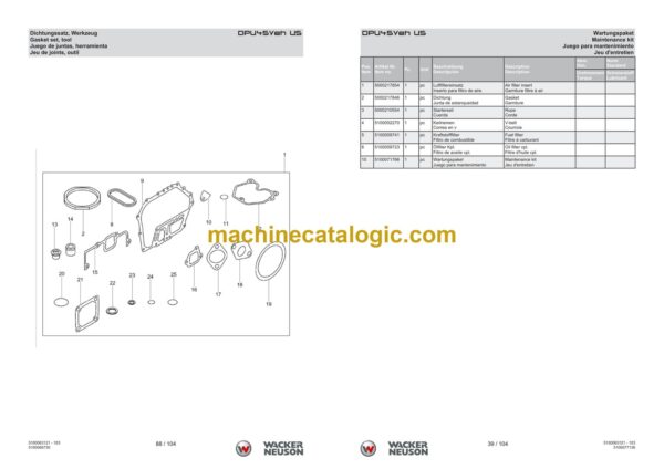 Wacker Neuson DPU45Yeh US Vibratory Plate Parts Manual - Image 4