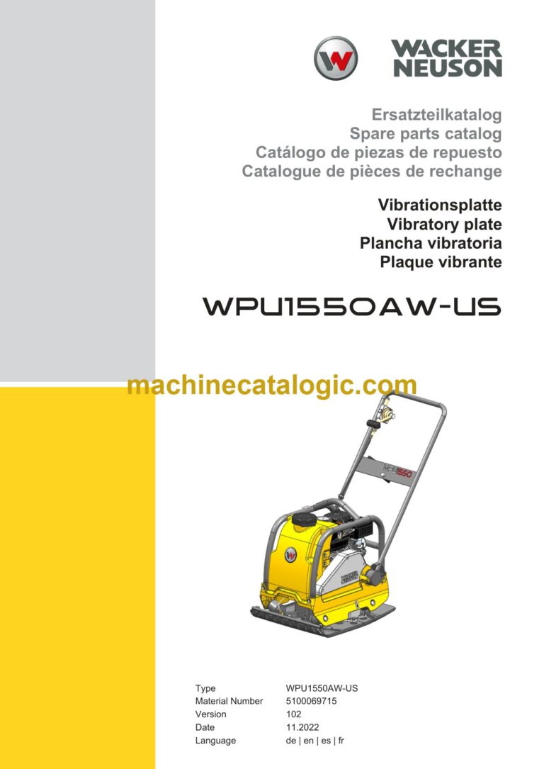 Wacker Neuson WPU1550AW-US Vibratory Plates Parts Manual