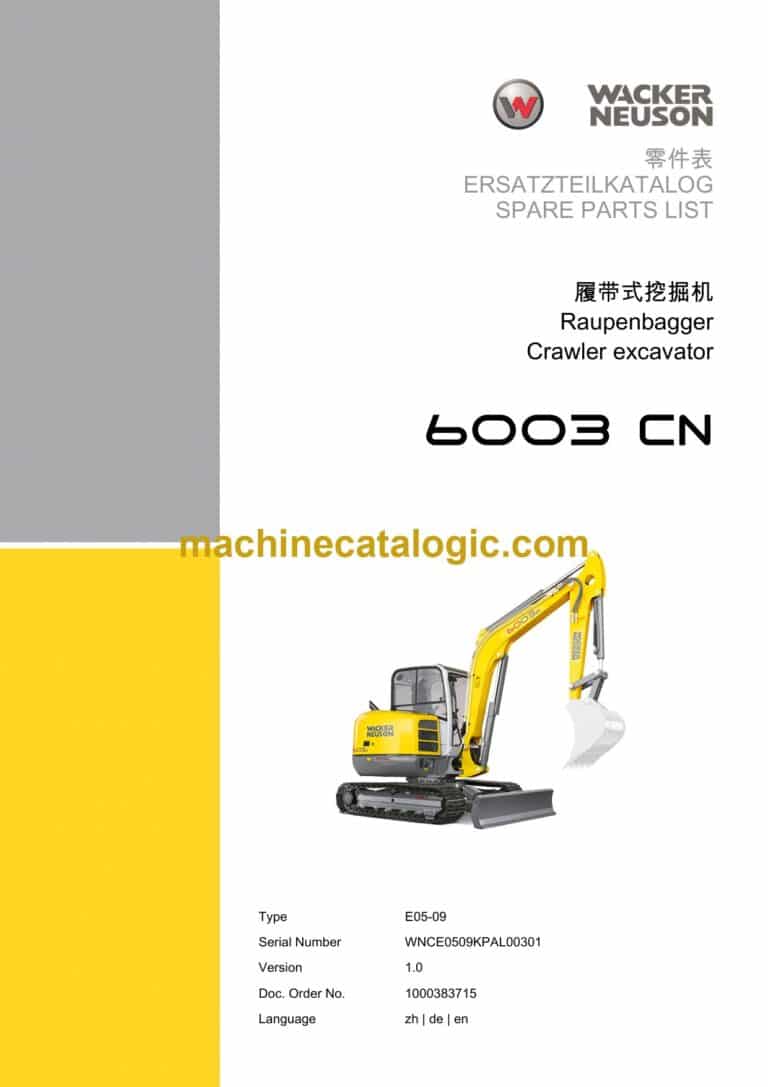 Wacker Neuson 6003 CN Crawler Excavator Parts Manual