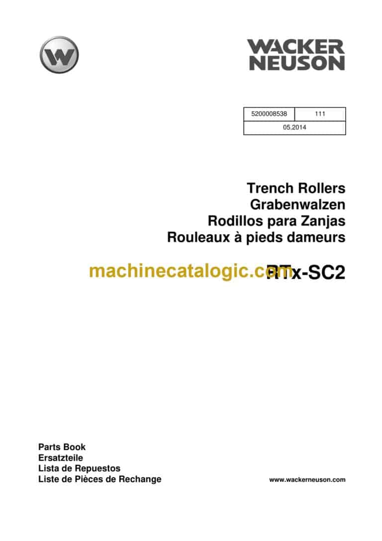 Wacker Neuson RTx-SC2 Trench Roller Parts Manual
