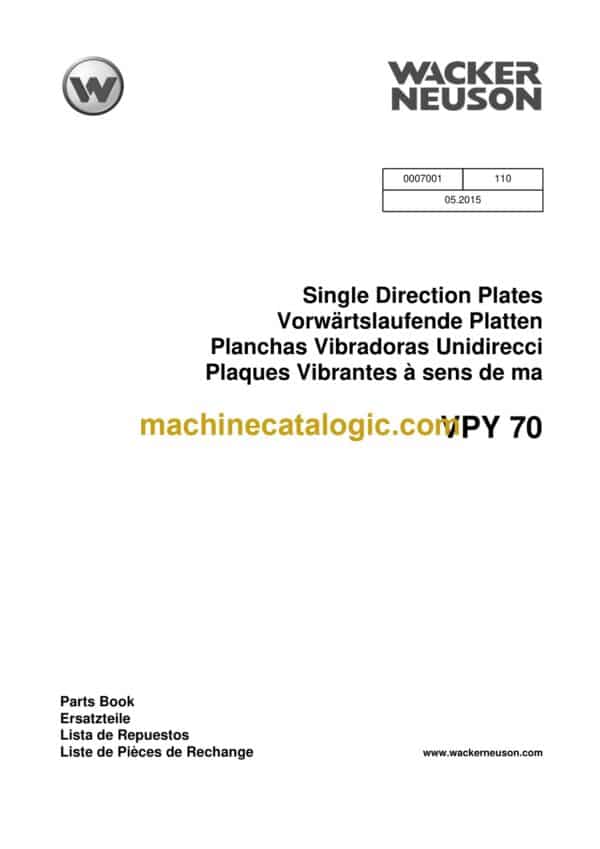 Wacker Neuson VPY70 Single Direction Plates Parts Manual