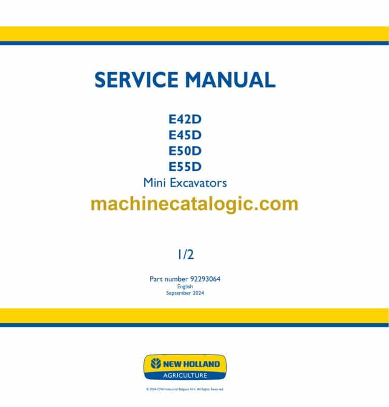 New Holland E42D, E45D, E50D, E55D Mini Excavators Service Manual