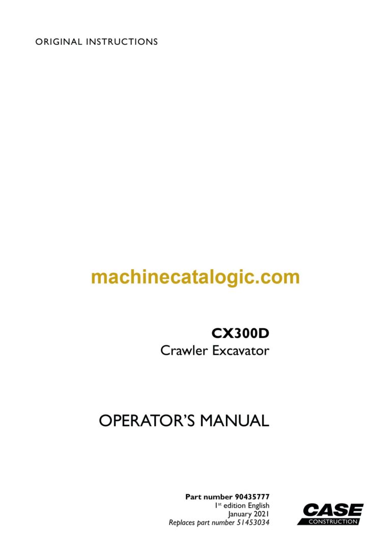 Case CX300D Crawler Excavator Operators Manual