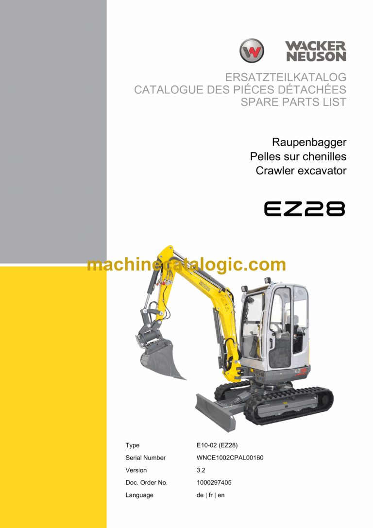 Wacker Neuson EZ28 Crawler Excavator Parts Manual