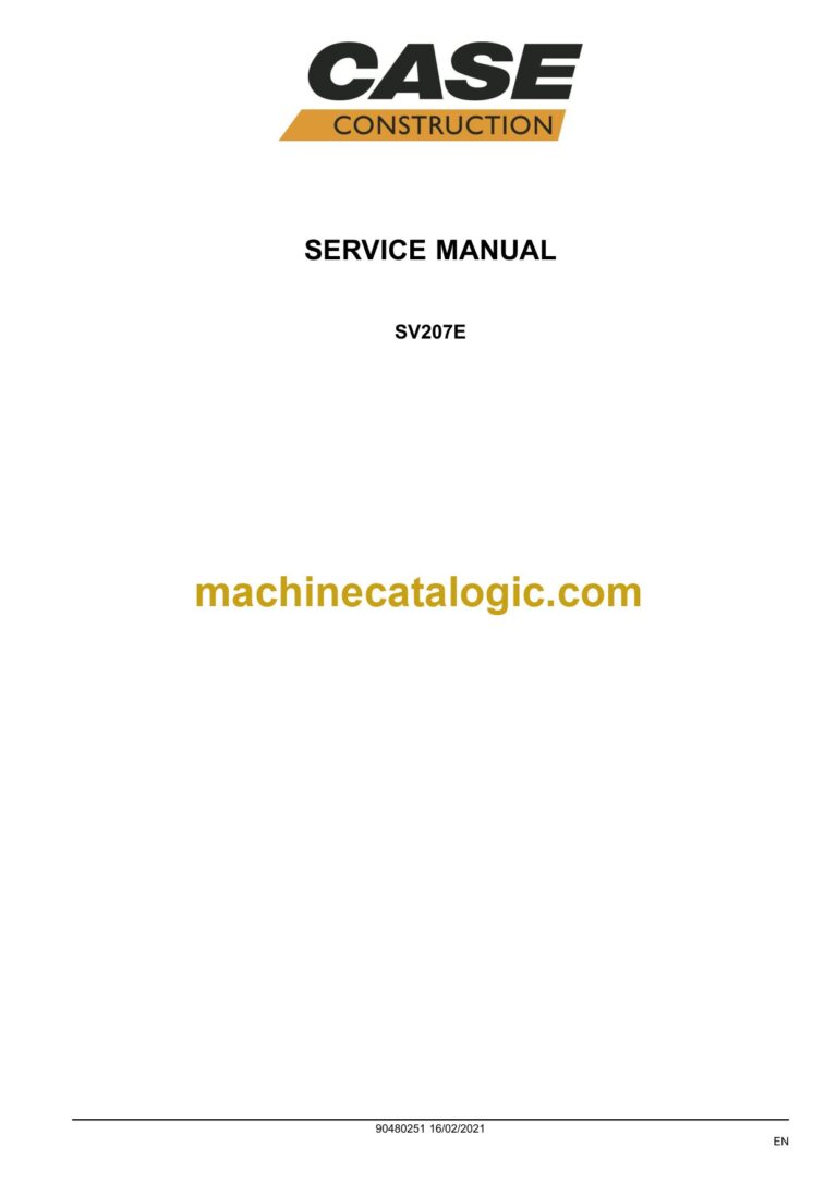 Case SV207E Single Drum Vibratory Compactor Service Manual