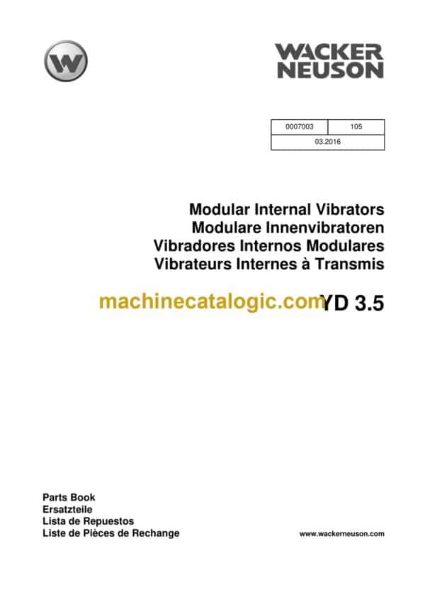 Wacker Neuson YD3.5 Modular Internal Vibrators Parts Manual