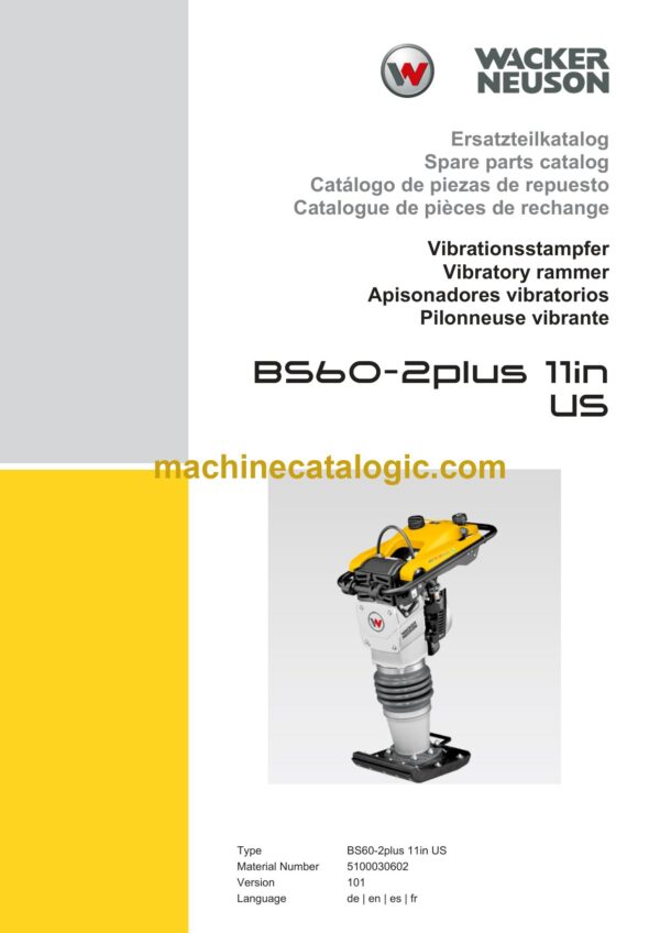 Wacker Neuson BS60-2plus 11in US Vibratory Rammers Parts Manual