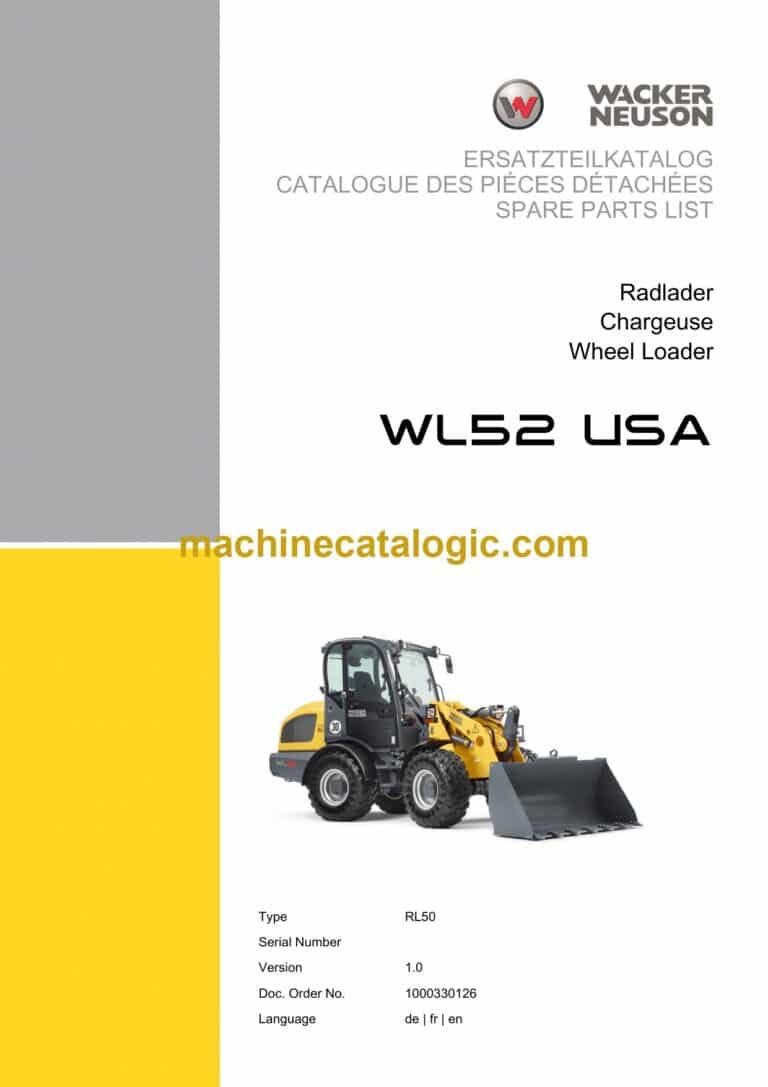 Wacker Neuson WL52 USA Wheel Loader Parts Manual