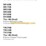 Case SR160B, SR175B, SR210B, SR240B, SV185B, SV280B Tier 4B Final B Series Skid Steer Loader and TR270B, TR310B, TV370B Tier 4B Final B Series Compact Track Loader Operators Manual