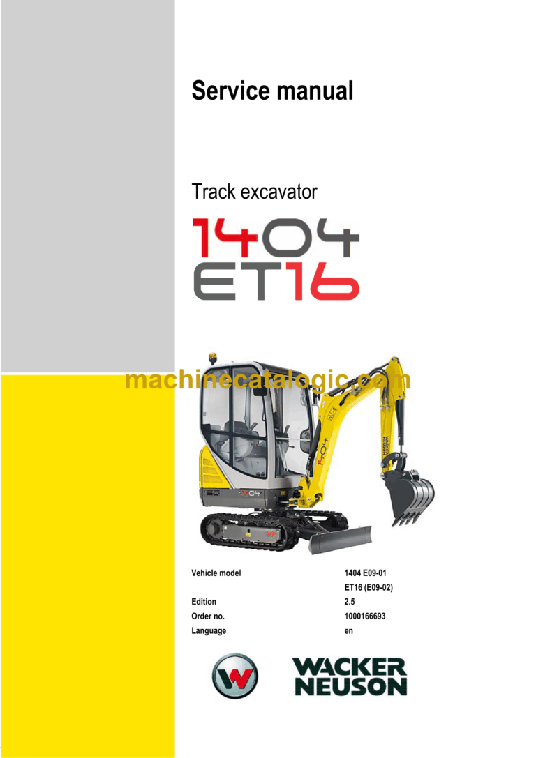Wacker Neuson 1404 ET16 Tracked Excavator Service Manual