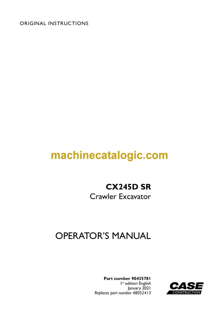 Case CX245D SR Crawler Excavator Operators Manual