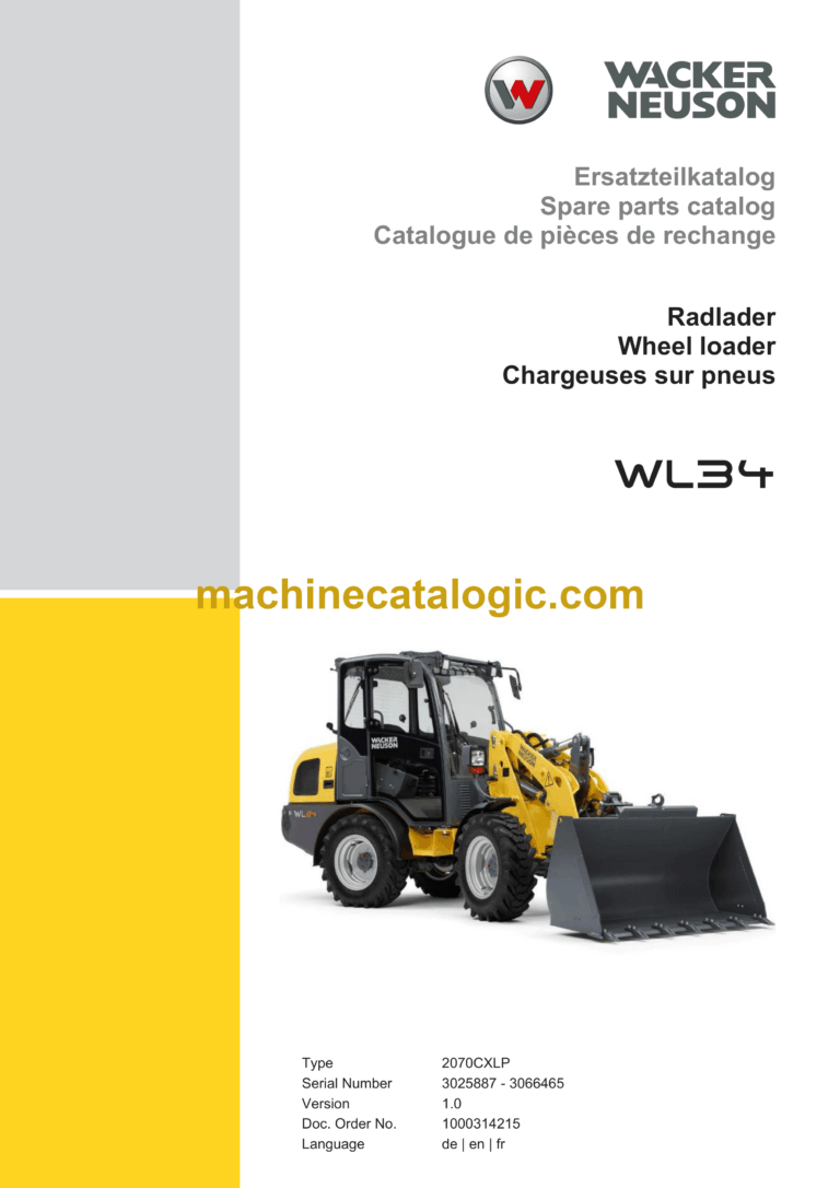 Wacker Neuson WL34 Wheel Loader Parts Manual