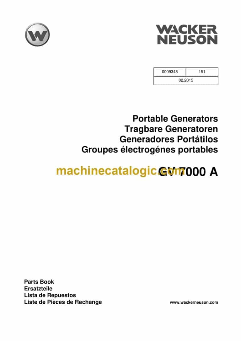 Wacker Neuson GV7000A Portable Generators Parts Manual