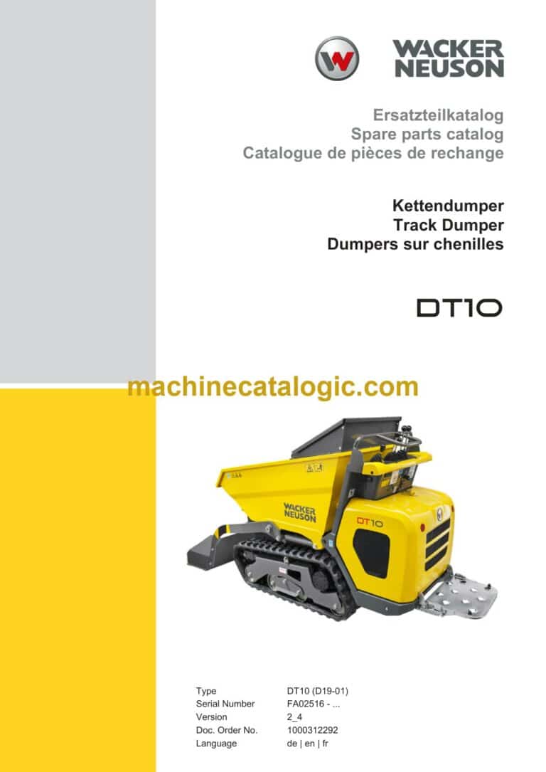 Wacker Neuson DT10 Track Dumper Parts Manual