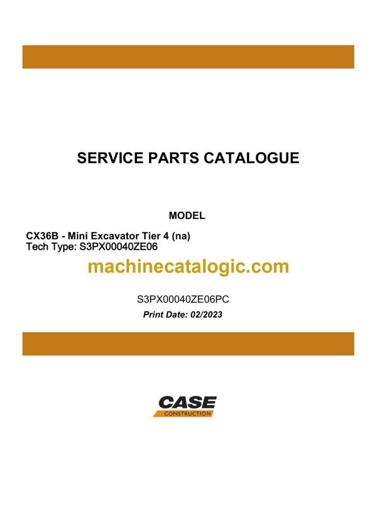 Case CX36B Tier 4 NA Mini Excavator Service Parts Catalogue