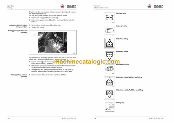Wacker Neuson RD40 US, RD45 US Tandem Roller, Combination Roller Instruction Manual - Image 3