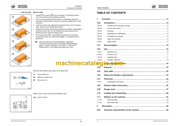 Wacker Neuson RD40 US, RD45 US Tandem Roller, Combination Roller Instruction Manual - Image 4