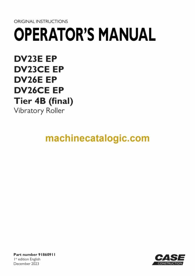 Case DV23E EP, DV23CE EP, DV26E EP, DV26CE EP Tier 4B Final Vibratory Roller Operators Manual