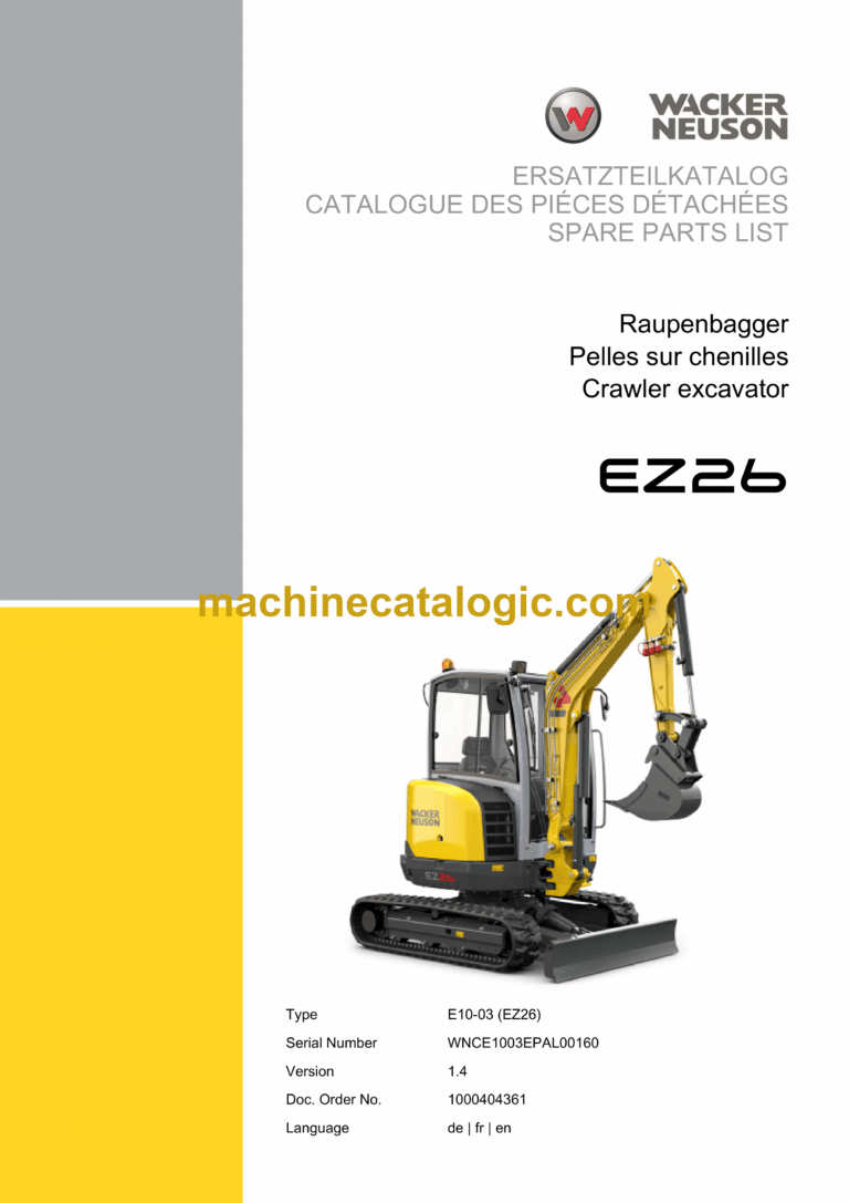 Wacker Neuson EZ26 Crawler Excavator Parts Manual