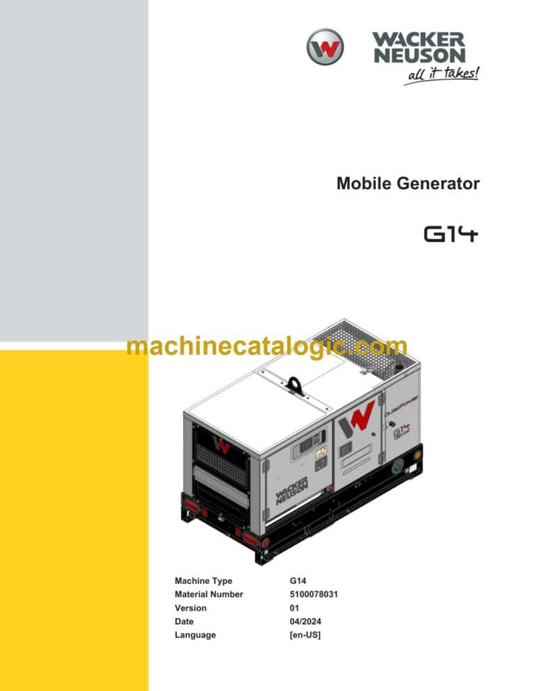 Wacker Neuson G14 Mobile Generator Repair Manual