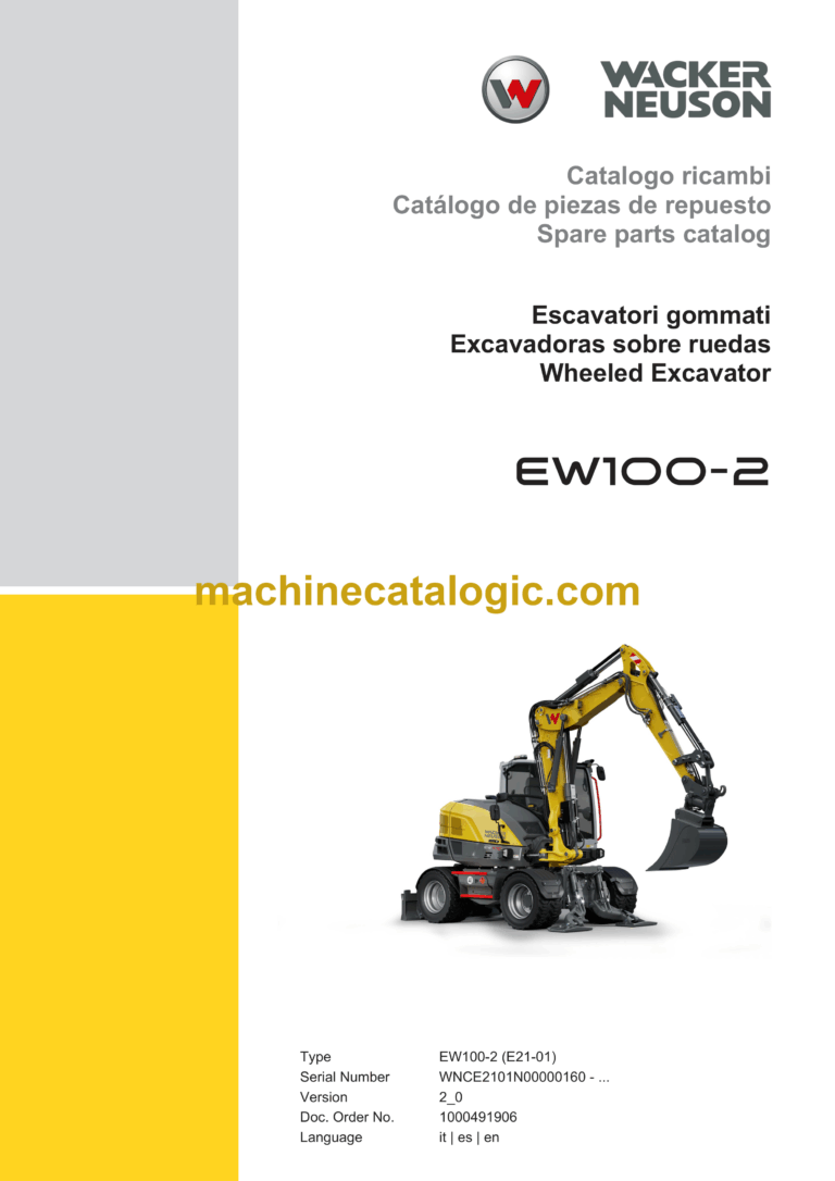 Wacker Neuson EW100-2 Wheeled Excavator Parts Manual