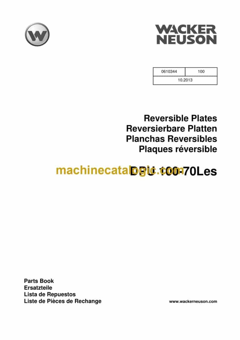 Wacker Neuson DPU100-70Les Reversible Plates Parts Manual