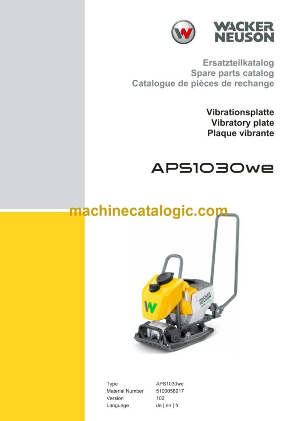 Wacker Neuson APS1030we Vibratory Plate Parts Manual