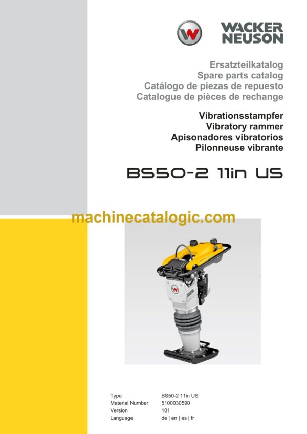 Wacker Neuson BS50-2 11in US Vibratory Rammers Parts Manual