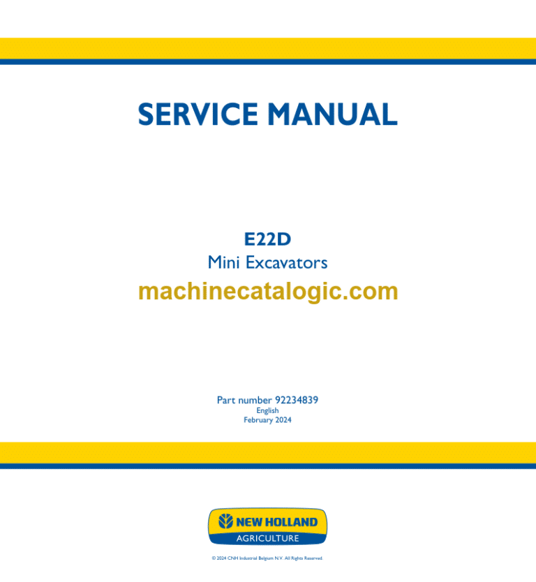 New Holland E22D Mini Excavators Service Manual