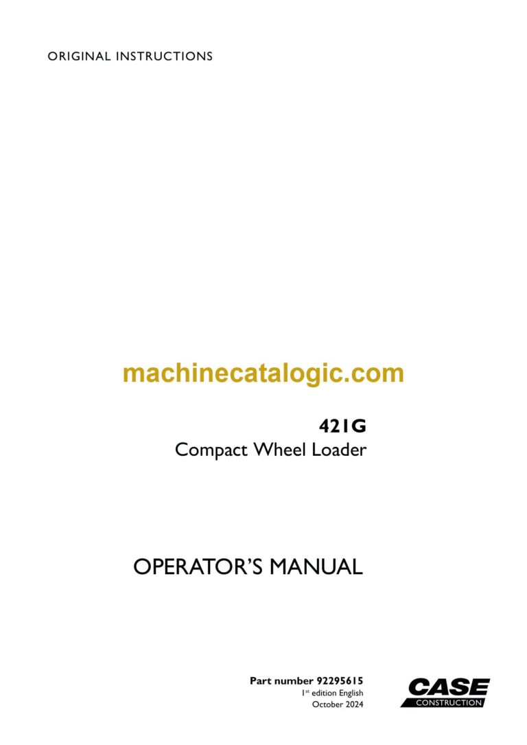 Case 421G Compact Wheel Loader Operators Manual