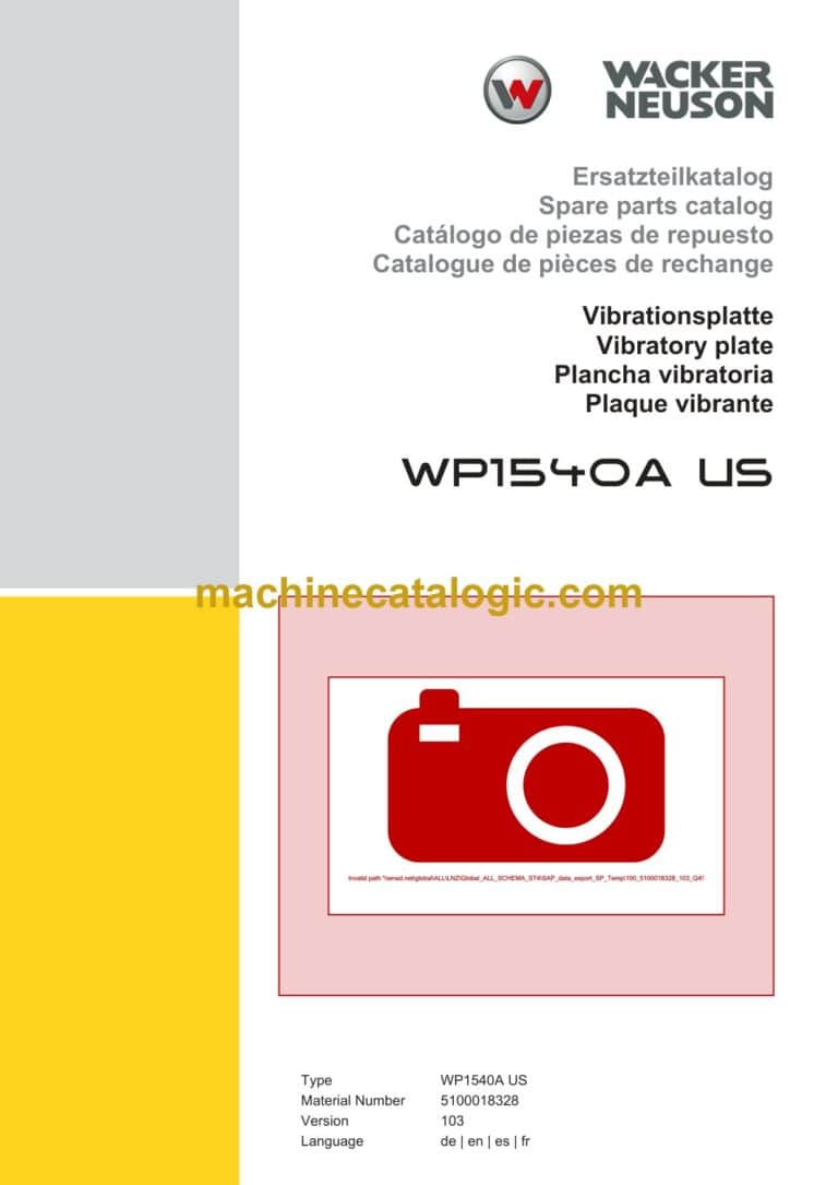 Wacker Neuson WP1540A US Vibratory Plate Parts Manual