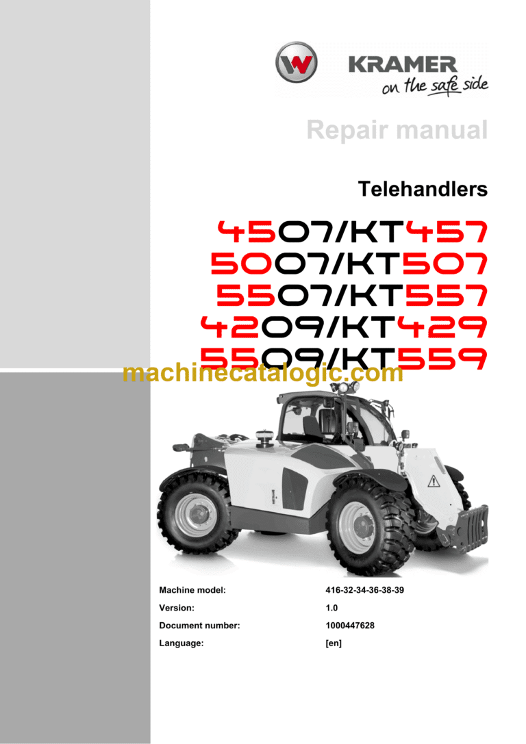 Wacker Neuson 4507, KT457, 5007, KT507, 5507, KT557, 4209, KT429, 5509, KT559 Telehandlers Repair Manual