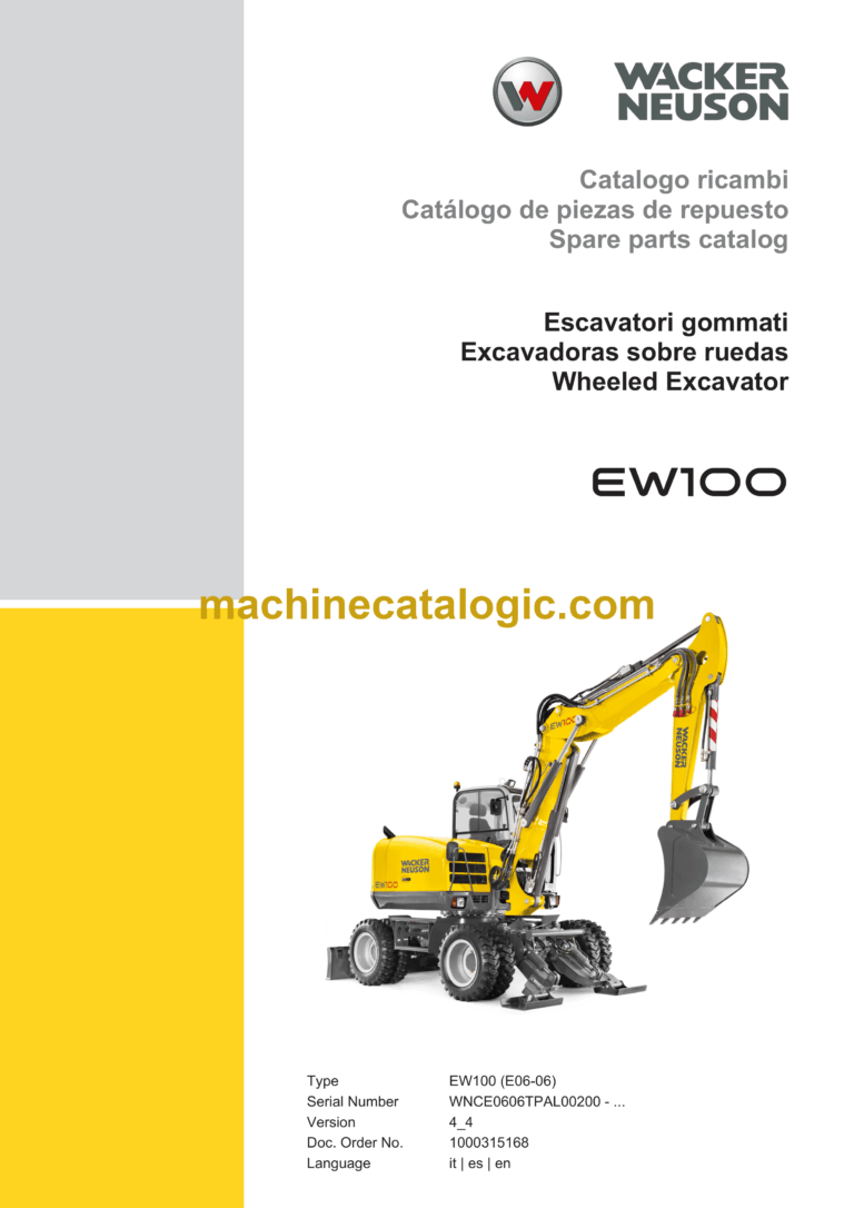 Wacker Neuson EW100 Wheeled Excavator Parts Manual