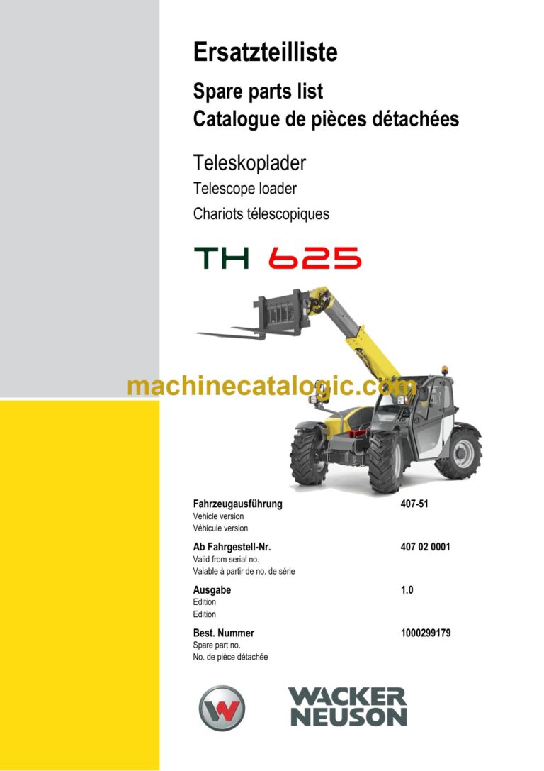 Wacker Neuson TH625 Telescope Loader Parts Manual
