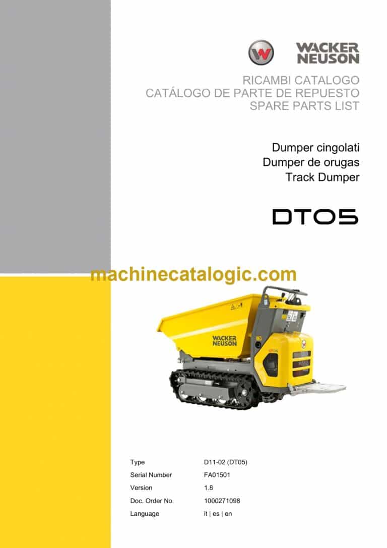 Wacker Neuson DT05 Track Dumper Parts Manual