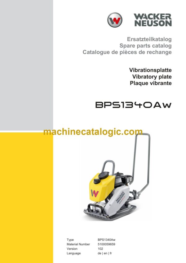 Wacker Neuson BPS1340Aw Vibratory Plate Parts Manual