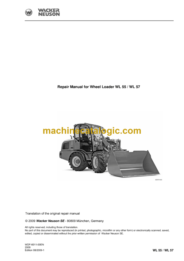 Wacker Neuson WL55, WL57 Loader Service Manual