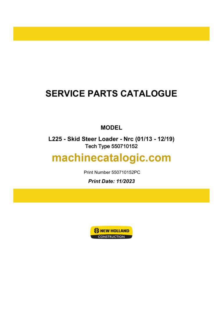 New Holland L225 NRC Skid Steer Loader Service Parts Catalogue