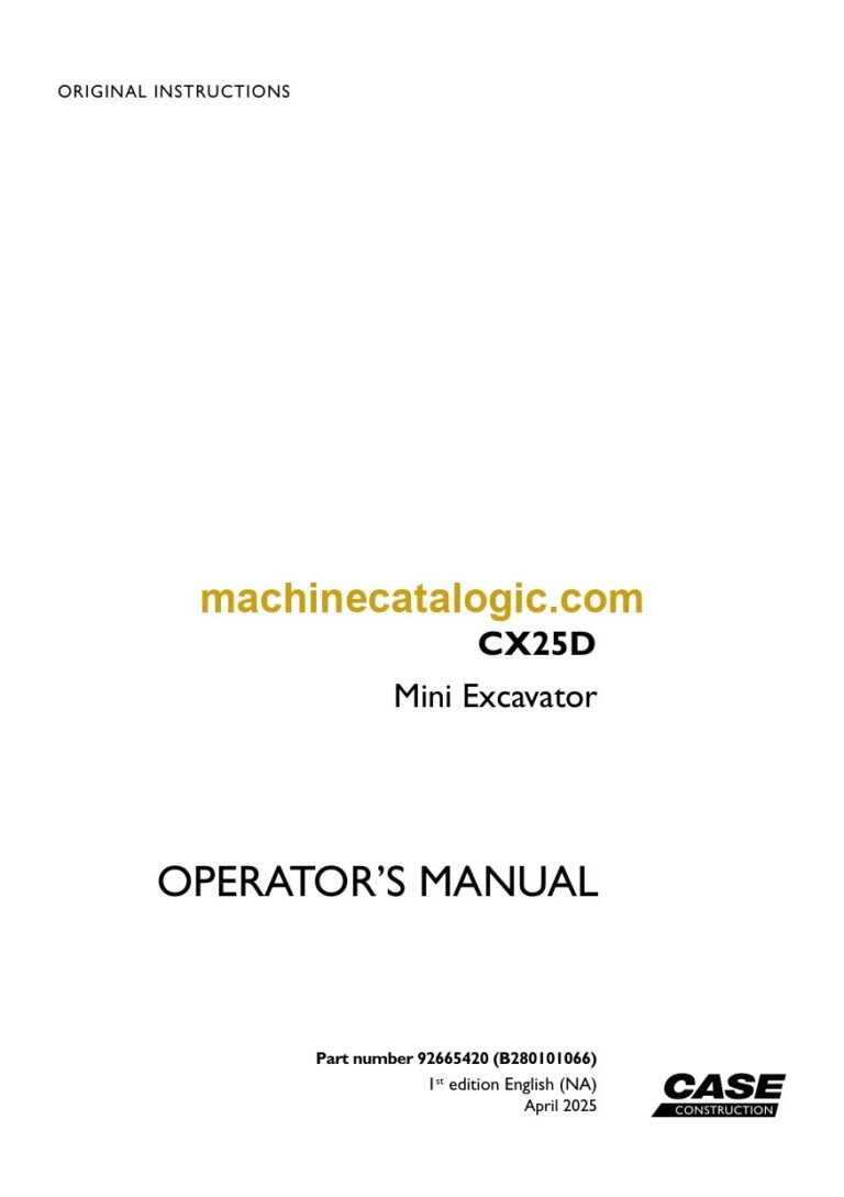 Case CX25D Mini Excavator Operators Manual