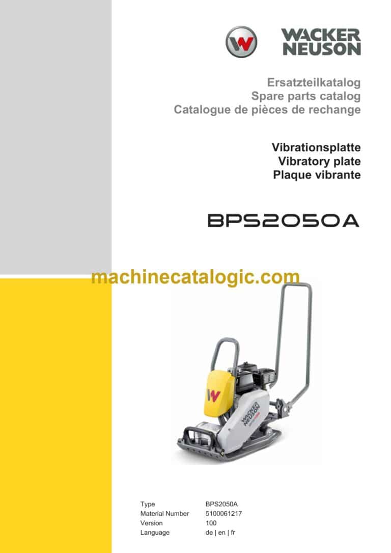 Wacker Neuson BPS2050A Vibratory Plate Parts Manual