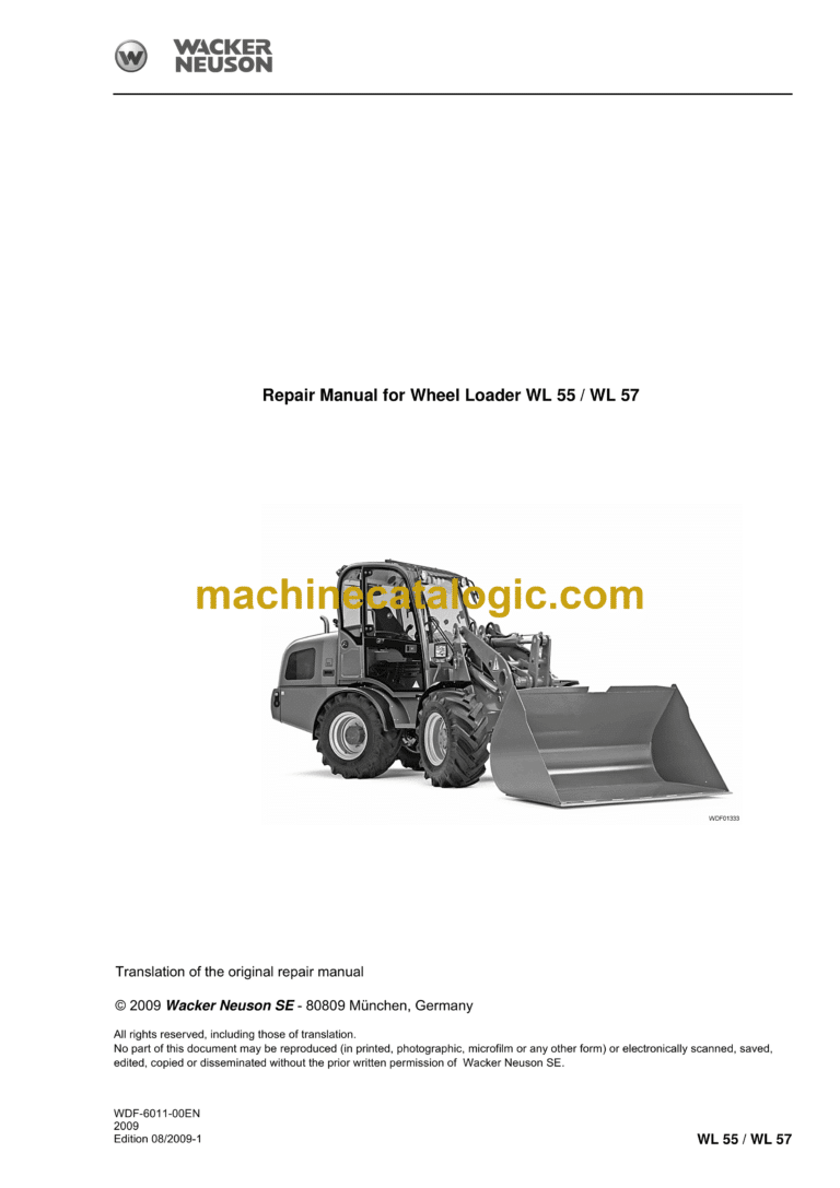 Wacker Neuson WL55, WL57 Wheel Loader Repair Manual